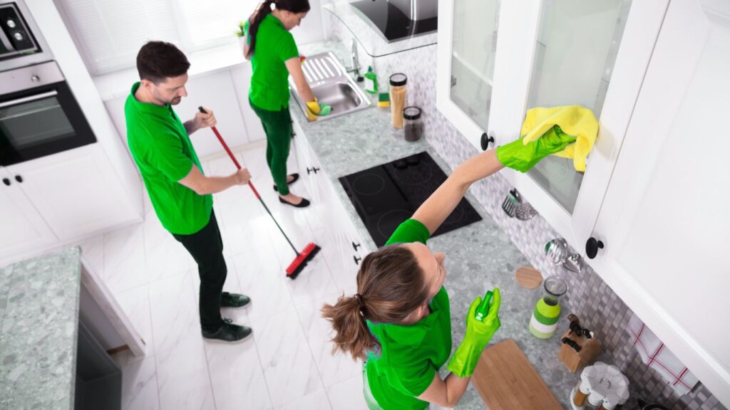 Hifi cleaners managing post-party cleanup during event cleaning service in Abu Dhabi.