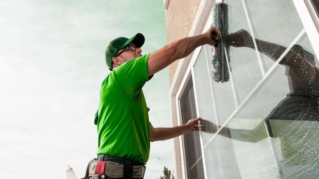 Professional Window Cleaning in Abu Dhabi equipped with commercial tools, pure water systems, and trained technicians