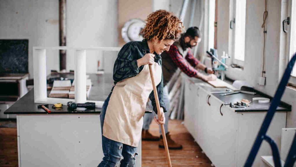 Dust and debris removal during post construction cleaning service