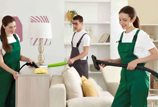 Expert cleaners providing professional apartment cleaning services using eco-friendly products.