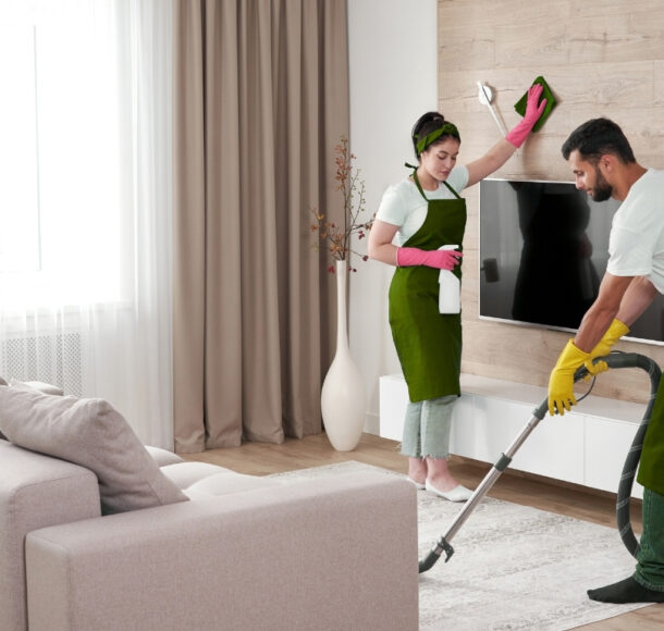 Villa deep cleaning in Al Shahama service team working professionally