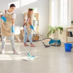 Professional move in cleaning team preparing apartment
