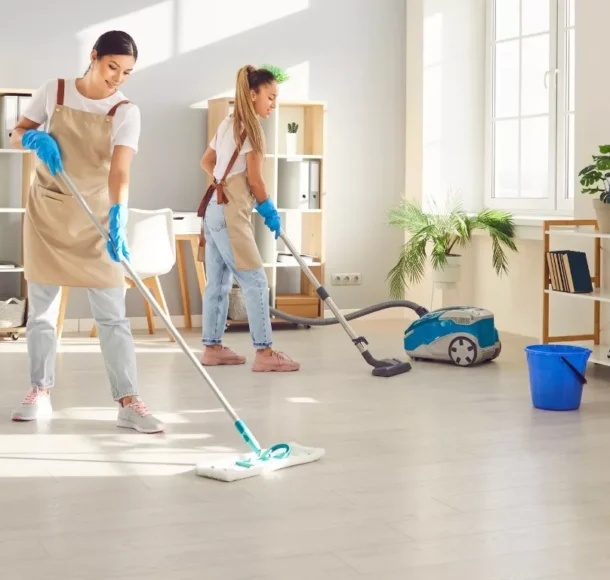 Professional move in cleaning team preparing apartment